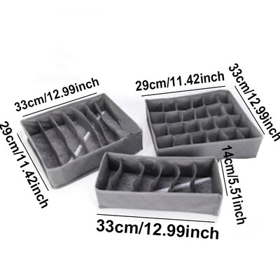 3-dijelna sklopiva kutija za pohranu netkanog donjeg rublja Kutija za pohranu donjeg rublja za bambusov ugljeni grudnjak Kutija za pohranu donjeg rublja