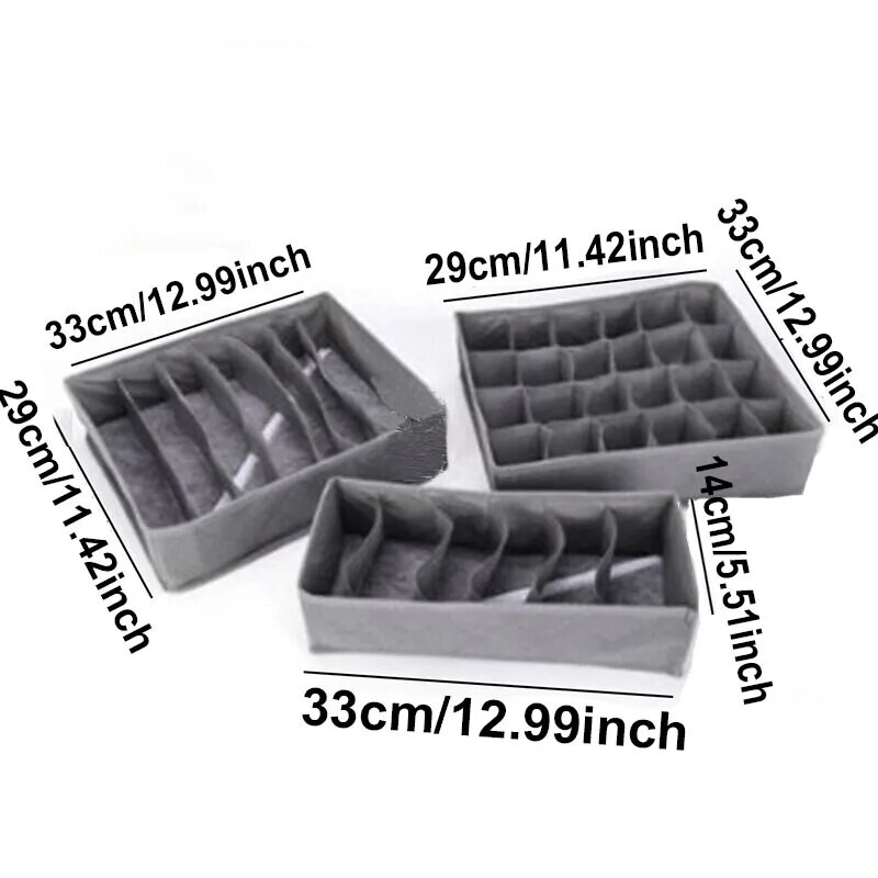 3-dijelna sklopiva kutija za pohranu netkanog donjeg rublja Kutija za pohranu donjeg rublja za bambusov ugljeni grudnjak Kutija za pohranu donjeg rublja