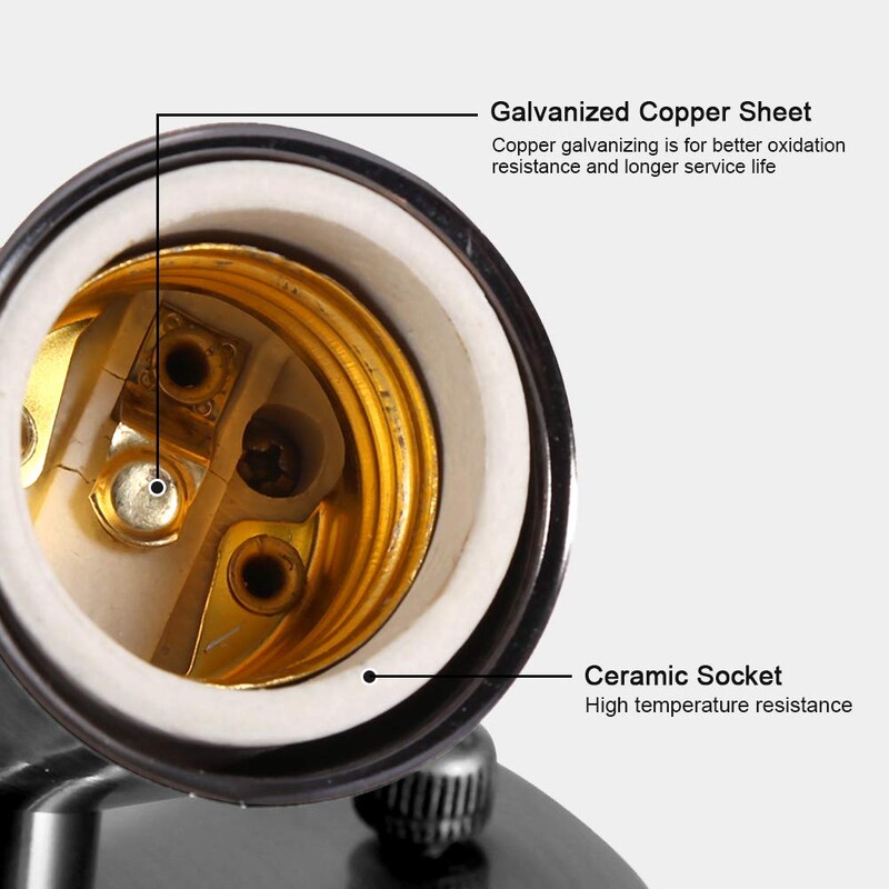 6 spalvų lempos pagrindas E26 E27 šviesos lizdas 180 laipsnių senovinis metalinis lempos lizdo laikiklis Edisono sraigtinis lemputės lempos pagrindas paprastas