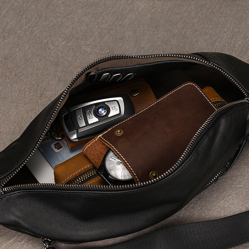 Luufan mekana prava koža, muška torba za prsa, muška mini torba preko ramena, protuprovalna torba za prsa, muška ljetna torba za nošenje na otvorenom