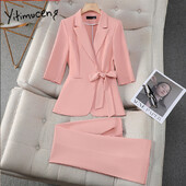 Elegantna uredska ženska odijela u francuskom stilu Svečana odjeća Nova moda 2024. Vintage sakoi s gumbima Ležerna ulična odijela s hlačama