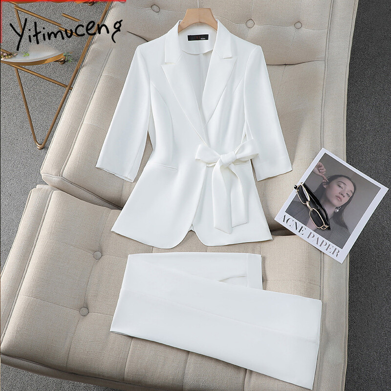 Elegantna uredska ženska odijela u francuskom stilu Svečana odjeća Nova moda 2024. Vintage sakoi s gumbima Ležerna ulična odijela s hlačama