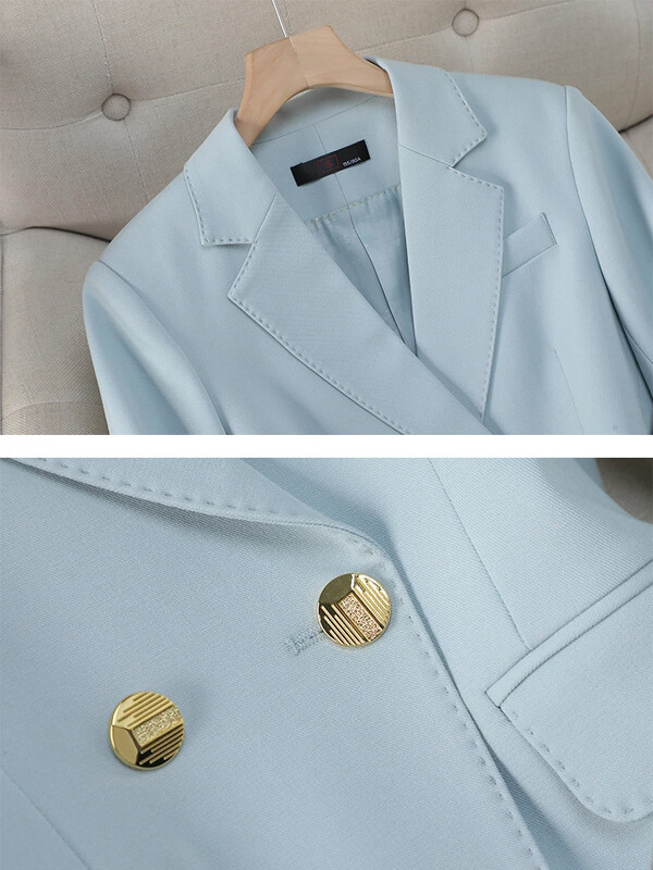 Augstas kvalitātes zils sarkans melns balts sieviešu bikškostīms sieviešu darba apģērbs, cieta jaka un bikšu žakete 2 daļ.