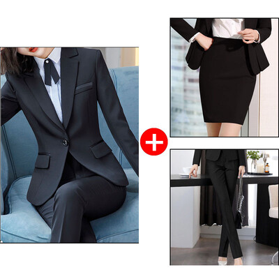 Yitimuceng Slim 4 daļiņu komplekti biroja apģērbam sievietēm, 2023. gada jauns modes žakete ar garām piedurknēm, eleganti vintage zīmuļu bikses, kostīmi ar augstu vidukli