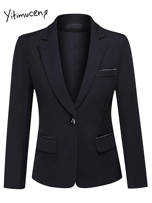 Yitimuceng Slim 4 daļiņu komplekti biroja apģērbam sievietēm, 2023. gada jauns modes žakete ar garām piedurknēm, eleganti vintage zīmuļu bikses, kostīmi ar augstu vidukli
