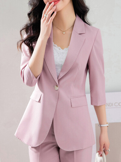 Yitimuceng tri četvrtine uredske odjeće Komplet ženskih odijela 2023 Klasični sakoi s jednim gumbom s urezanim ovratnikom + odijela s hlačama visokog struka