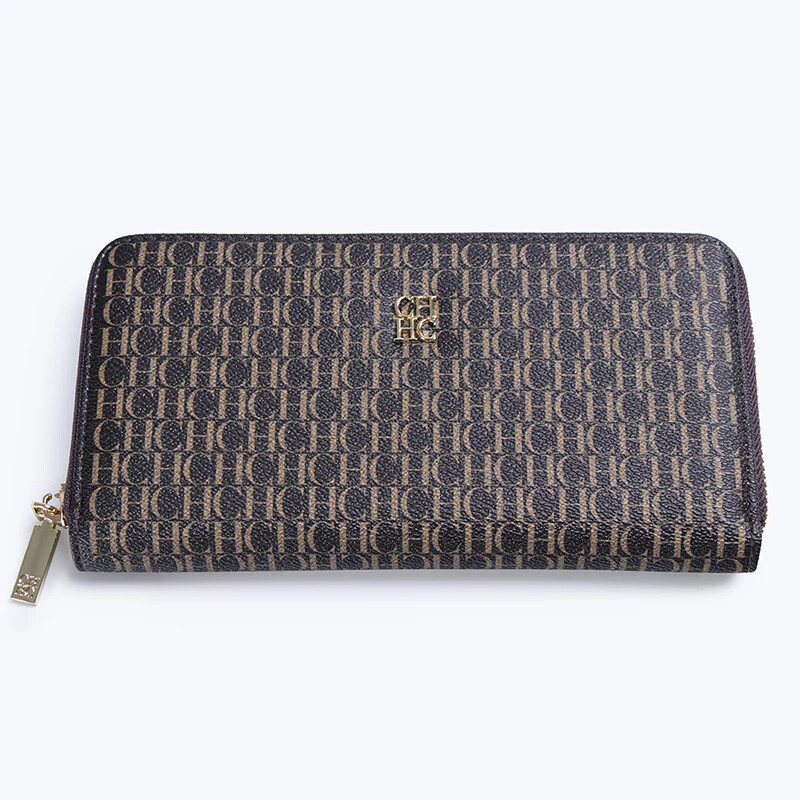 CH sieviešu monētu somiņa vienkrāsains dizains ar vairāku burtu reljefu standarta luksusa sieviešu naudas saspraudes modes klasisks sieviešu maks