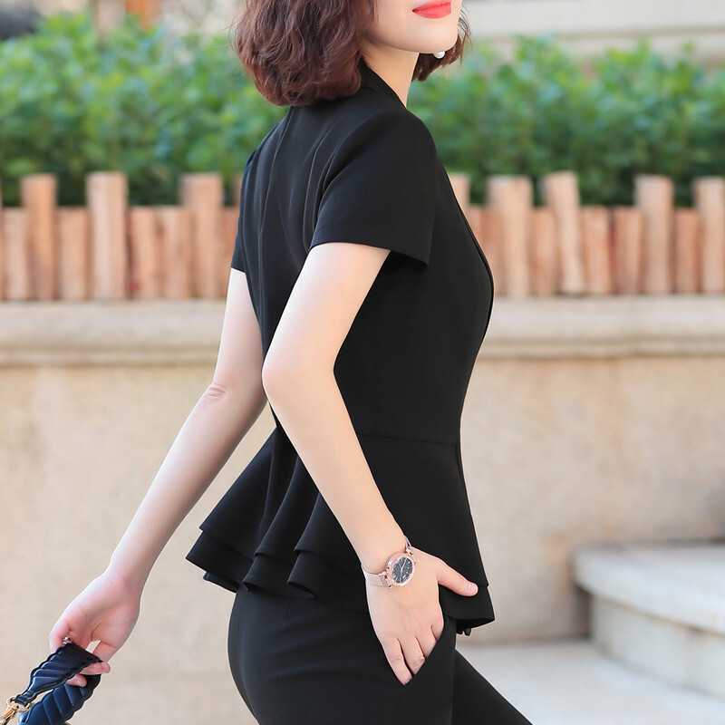 Naviu sieviešu bikškostīms, jauns vasaras modes apģērbs ar īsām piedurknēm, šaurs žakete un bikses, lietišķs temperaments, biroja sieviešu darba apģērbs