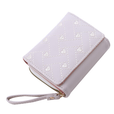 Ženski novčanik od PU kože, modni izvezeni ljubavni trostruki presavijeni mali novčanik, držač kartice, torbice s utorom za više kartica Novo