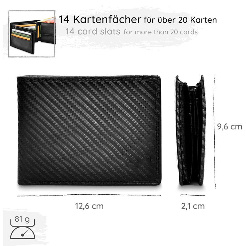 Liels klasisks augstas kvalitātes dabīgās ādas maks ar monētu nodalījumu RFID NFC aizsardzība, plašs maks vīriešiem un sievietēm