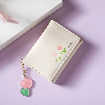 Női, rövid, vékony koreai változat, aranyos rajzfilm medve női kis pénztárca, diák háromszoros pénztárca, divatos, rövid érme pénztárca