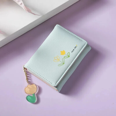 Női, rövid, vékony koreai változat, aranyos rajzfilm medve női kis pénztárca, diák háromszoros pénztárca, divatos, rövid érme pénztárca
