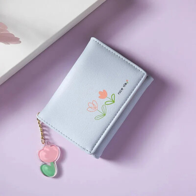 Női, rövid, vékony koreai változat, aranyos rajzfilm medve női kis pénztárca, diák háromszoros pénztárca, divatos, rövid érme pénztárca