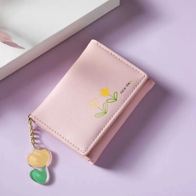 Női, rövid, vékony koreai változat, aranyos rajzfilm medve női kis pénztárca, diák háromszoros pénztárca, divatos, rövid érme pénztárca