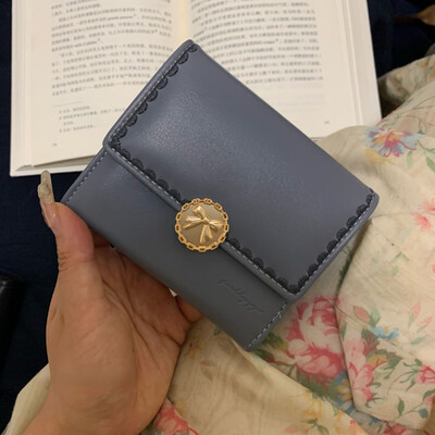 Portofel BOMO Fluture pentru femei, dulce vintage, pliabil, poșetă cu monede în stil coreean, scurtă, neagră, drăguță, Trend 2024