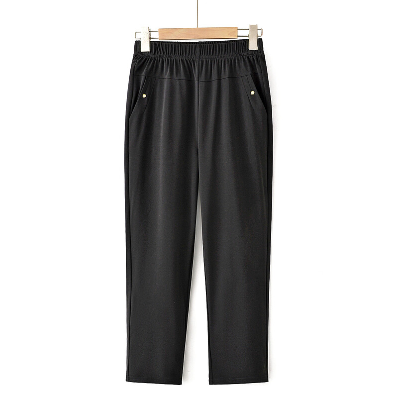 Pantaloni drepti pentru mama, pantaloni subțiri de vară în nouă puncte, pantaloni pentru femei de vârstă mijlocie și în vârstă, pantaloni elastici cu talie înaltă, pantaloni bunici confortabili și respirabili