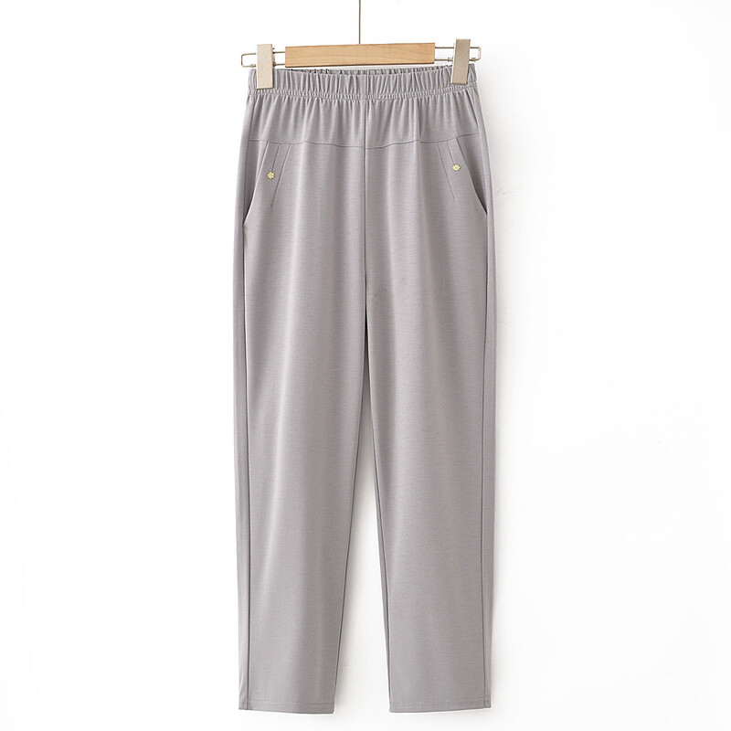 Pantaloni drepti pentru mama, pantaloni subțiri de vară în nouă puncte, pantaloni pentru femei de vârstă mijlocie și în vârstă, pantaloni elastici cu talie înaltă, pantaloni bunici confortabili și respirabili