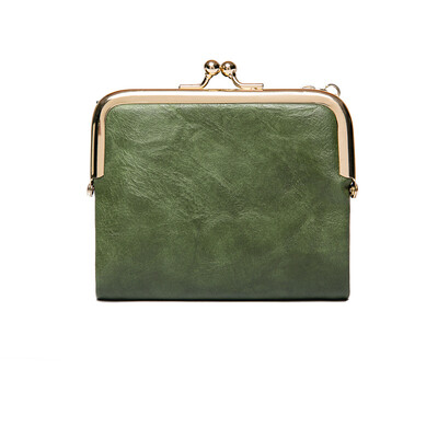 Modni ženski četvrtasti kratki crveni novčanik PU kožni držač za kartice Metalna zlatna torbica za novčiće Višebojna vintage ženska spojka