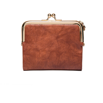 Modni ženski četvrtasti kratki crveni novčanik PU kožni držač za kartice Metalna zlatna torbica za novčiće Višebojna vintage ženska spojka