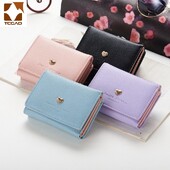 2024 Portofel Femei Doamnă Scurt Hap Femei Portofele Culoare Negru Roșu Mini Portamonete Mici Trei Ori Piele PU Poșetă Femeie Monede