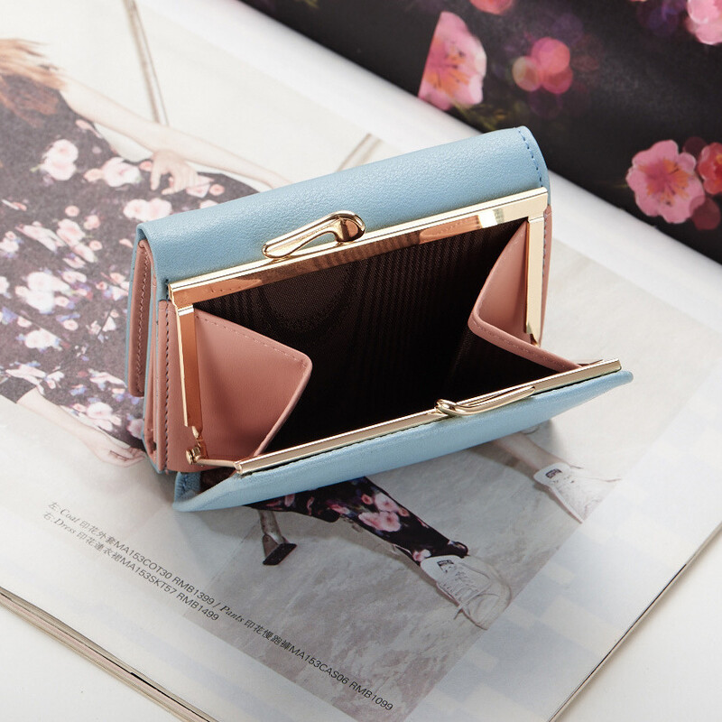 2024 Portofel Femei Doamnă Scurt Hap Femei Portofele Culoare Negru Roșu Mini Portamonete Mici Trei Ori Piele PU Poșetă Femeie Monede