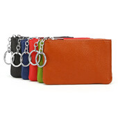 Novčanik za ključeve od prave kože Popularna torbica za sitne kovanice u boji slatkiša Paket ružičasto crvene kartice za autobus Džep s patentnim zatvaračem Logotip s prilagođenim imenom