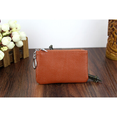 Novčanik za ključeve od prave kože Popularna torbica za sitne kovanice u boji slatkiša Paket ružičasto crvene kartice za autobus Džep s patentnim zatvaračem Logotip s prilagođenim imenom