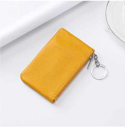 Novčanik za ključeve od prave kože Popularna torbica za sitne kovanice u boji slatkiša Paket ružičasto crvene kartice za autobus Džep s patentnim zatvaračem Logotip s prilagođenim imenom