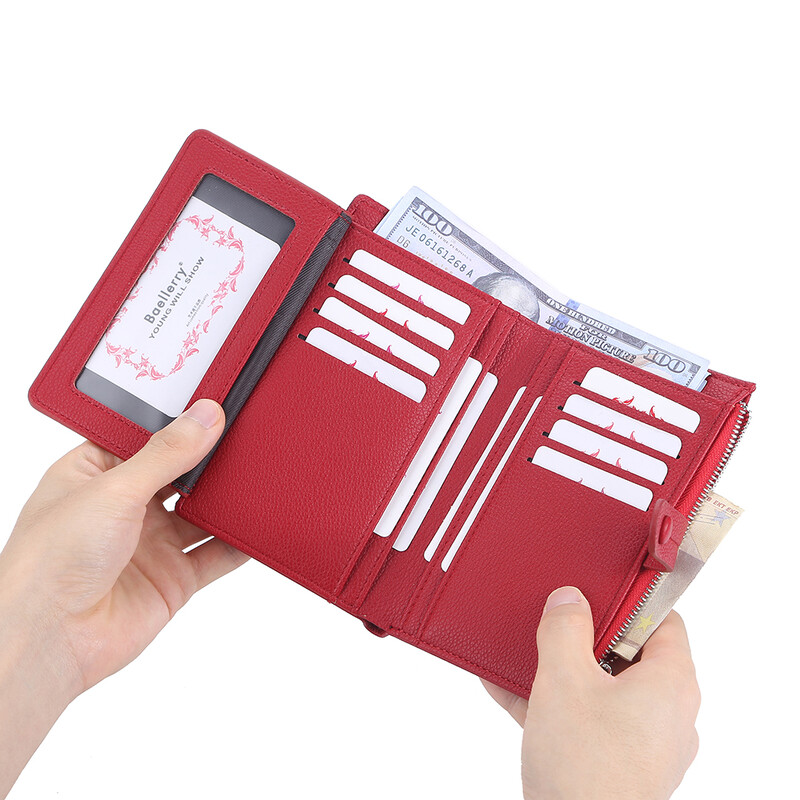 Augstākās kvalitātes balti somiņas maki sievietēm PU ādas maks 16 slotu karšu turētāji Sarkani naudas somas Baellerry jauns rāvējslēdzēja monētu maciņš