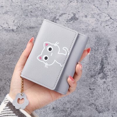 Novi ženski novčanik iz 2023. Slatka mačka, kratki novčanik, kožna torbica za male kovanice, torbica za djevojčice, držač kartice, ženski, ženski novčanik s kopčom