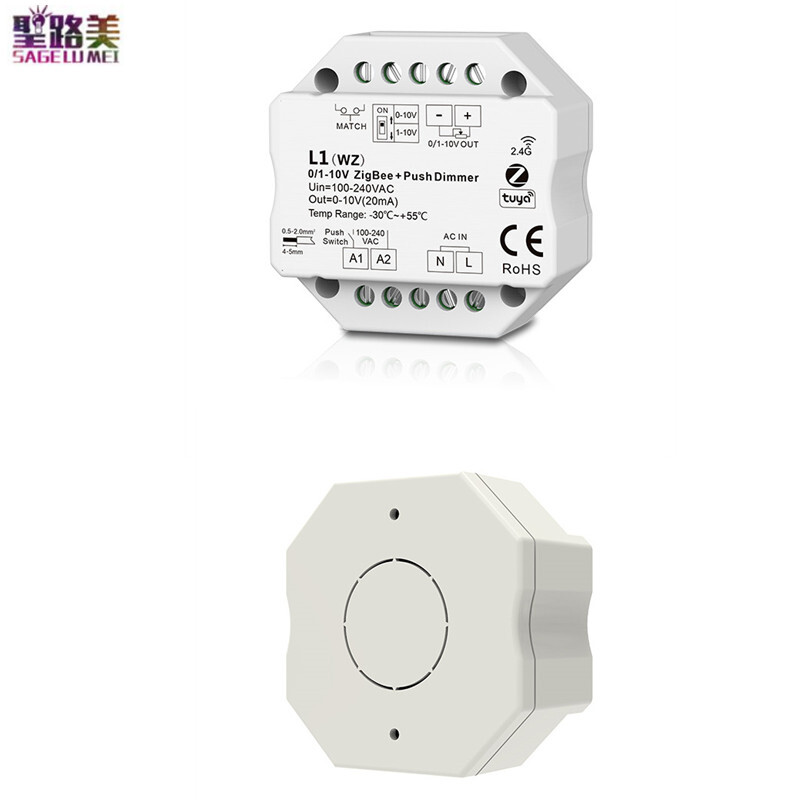 L1(WT)WiFi / L1(WZ)ZigBee Tuya 2,4G RF belaidis šviesos diodo reguliatorius DIP jungiklis Push Dim 1CH įvestis AC100-240V išvestis 0/1-10V pritemdymas