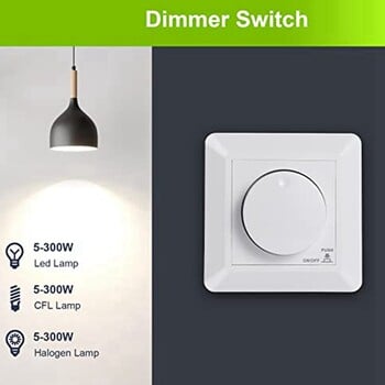 LED Dimmer Switch Flush-Mounted Dimmer 5-300 W Dimmer Switch LED for Dimmable LED and Halogen