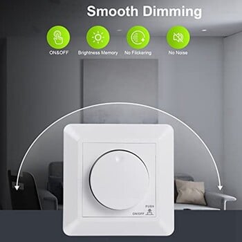 LED Dimmer Switch Flush-Mounted Dimmer 5-300 W Dimmer Switch LED for Dimmable LED and Halogen