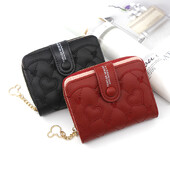 Πορτοφόλι Κοντό πορτοφόλι PU Γυναικείο πορτοφόλι με φερμουάρ&κουμπί πορτοφόλι Κόκκινο μικρό πορτοφόλι με τσέπη για κέρματα Cartera