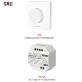 „Miboxer K1“ besisukantis jungiklio skydelis nuotolinio valdymo pultas + „AC Triac RF Push Wifi“ šviesos reguliatoriaus jungiklis Ryškumas Spalvos temperatūra LED lemputei