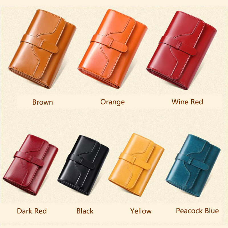 Portofel pentru femei Portofele din piele naturală pentru femei Moda lux de înaltă calitate Suport card RFID Fermoar Buzunar pentru monede Poșetă medie roșie