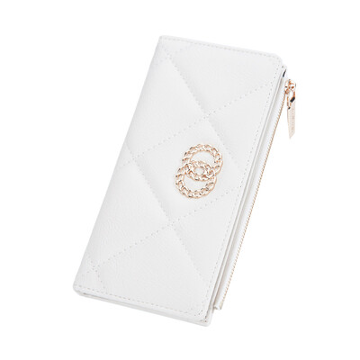 Ženski dugi novčanik od pu kože s više utora, držač za kartice velikog kapaciteta, patentni zatvarač, torbica za novčiće, telefon, crveno-bijeli novčanici za žene