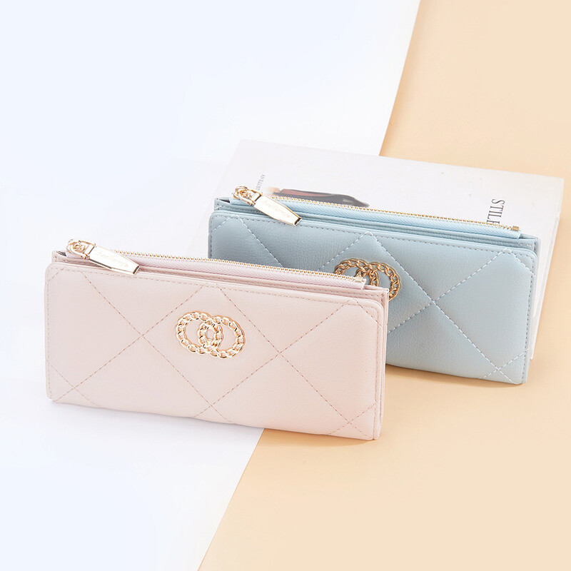 Ženski dugi novčanik od pu kože s više utora, držač za kartice velikog kapaciteta, patentni zatvarač, torbica za novčiće, telefon, crveno-bijeli novčanici za žene