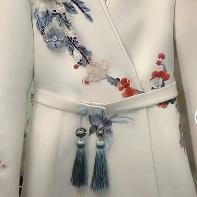 Női hímzés széles szárú nadrágkosztüm női tavaszi ősz új női profi női öltöny kabát öltöny kétrészes öltöny