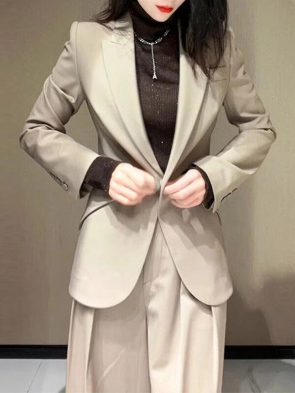 Sieviešu eleganti gadījuma brīvi biznesa bikškostīmi vintage šiks žaketes platas bikses divdaļīgs komplekts sieviešu formāli tērpi