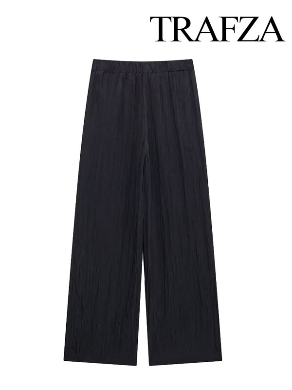 TRAFZA ženski komplet od 2 komada, modni kardigan s efektom nabora, sako + nove elegantne dugačke hlače s elastičnim strukom i nabranim bočnim džepovima