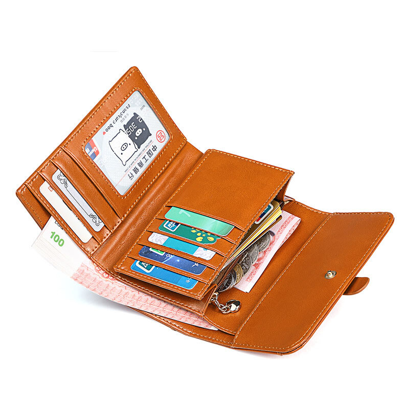 Kratki ženski novčanik od prave kože Modni ženski mali novčanik 2022. Držač crvenih kartona Duga torbica za novčiće Ženski ženski novčanici Žuti