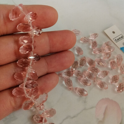 Camal 50vnt Laisvas 12x6mm ašaros vandens lašas krištolinis pakabukas prizmė briaunotas karoliukai kabantys amatų papuošalų dalis Vestuvių vakarėlis „pasidaryk pats“