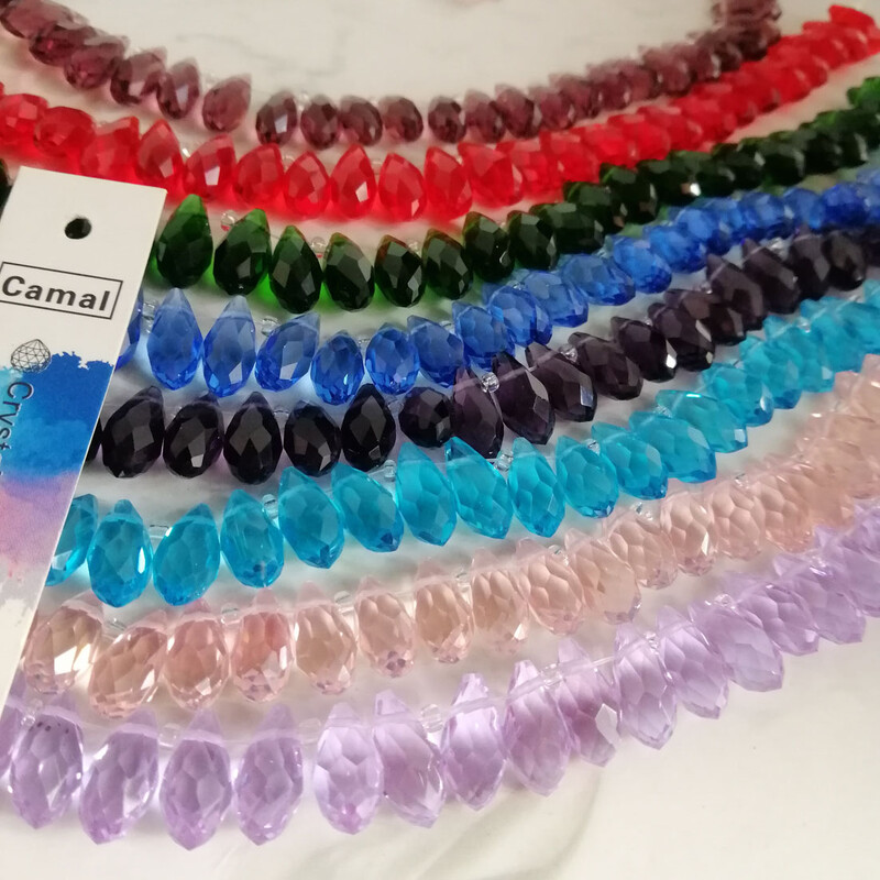 Camal 50vnt Laisvas 12x6mm ašaros vandens lašas krištolinis pakabukas prizmė briaunotas karoliukai kabantys amatų papuošalų dalis Vestuvių vakarėlis „pasidaryk pats“