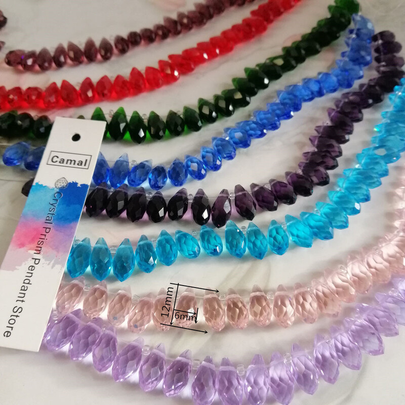 Camal 50vnt Laisvas 12x6mm ašaros vandens lašas krištolinis pakabukas prizmė briaunotas karoliukai kabantys amatų papuošalų dalis Vestuvių vakarėlis „pasidaryk pats“