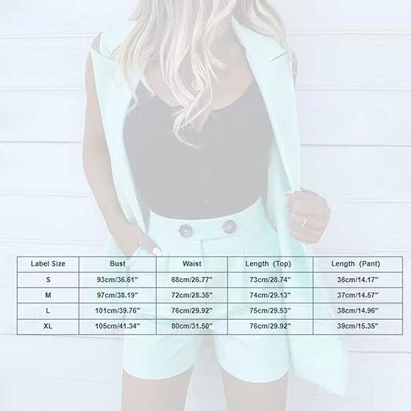 Seturi scurte Femei Fără mâneci Set Costum Două Piese Seturi Elegante Pantaloni Set Business Office Damă Set Vestiment de lucru Set Blazer Costum Jachetă