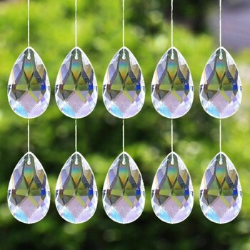 10PC Clear Tear Drop Glass Crystal Faceted Prism εξαρτήματα πολυελαίου Sun Catcher Κοσμήματα Χειροτεχνία Lucky Light Feng Shui Κρεμαστό ντεκόρ