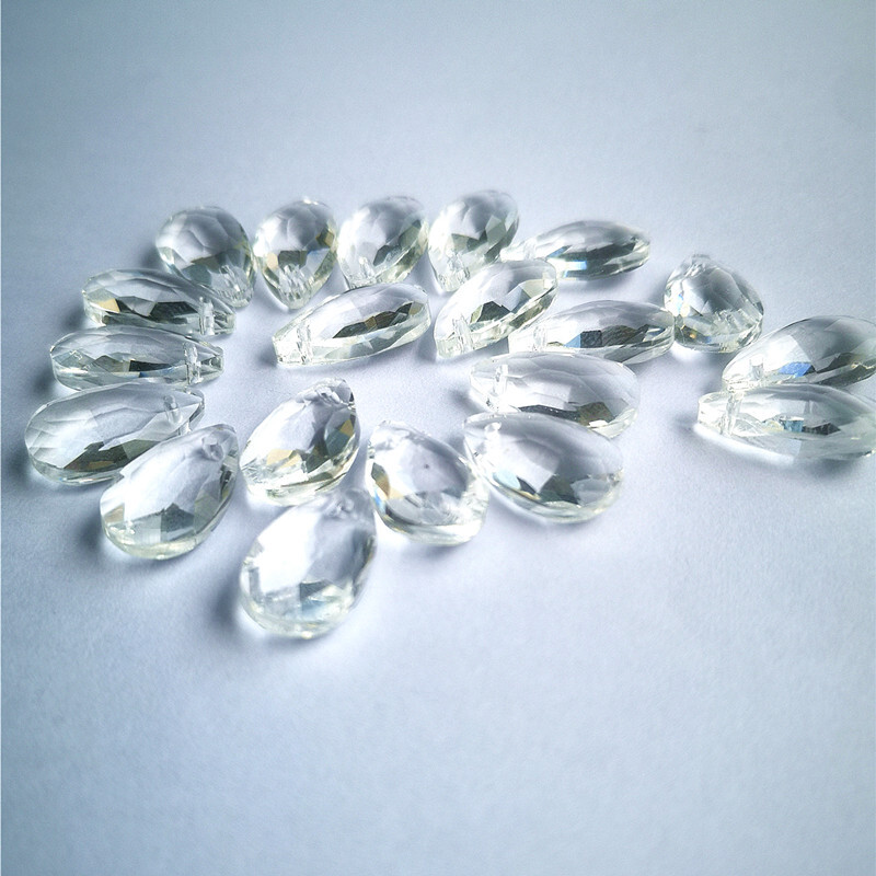 Aukščiausios kokybės 50 vnt. 16 mm skaidraus krištolinio klevo lapų ir kriaušių sietyno dalys „Pasidaryk pats“ stikliniai saulės gaudyklių pakabukai, gaminantys brangakmenių priedus