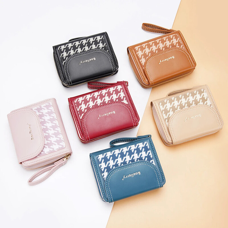 Ženski mali novčanik Ženski slatki novčanik Crveni kožni držač kartica, kratka torbica s patentnim zatvaračem Ženske torbice i novčanici visoke kvalitete