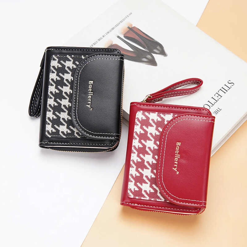 Ženski mali novčanik Ženski slatki novčanik Crveni kožni držač kartica, kratka torbica s patentnim zatvaračem Ženske torbice i novčanici visoke kvalitete